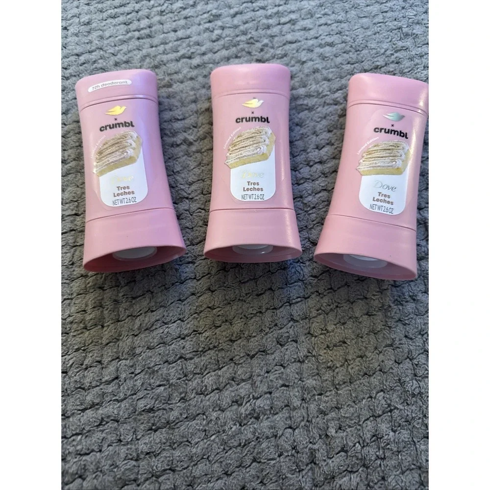 Lot 3 Dove x Crumbl Tres Leches 72h Aluminum Free Deodorant 2.6 oz Limited Ed